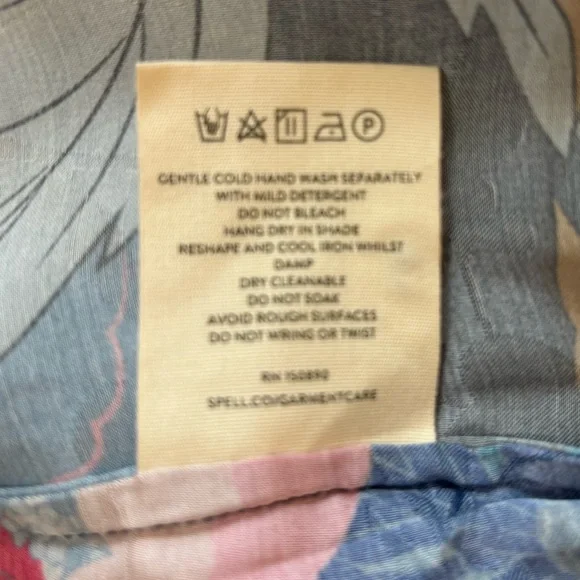 Spell/Free People Tyler Printed Shirt in Blue Shadow Size S. NWT